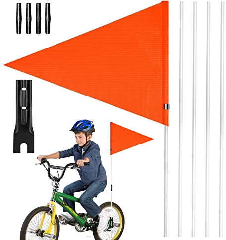 Reflektierende Fahrradflagge, 150cm Fahrradfahne für Kinder, Fahrradfahne, Fahrrad Wimpel, Sicherheitswimpel, Fahrradwimpel Wimpelstange, Für Jungen Mädchen Radfahren, Orange
