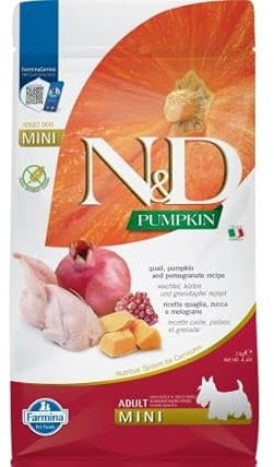 Farmina N&D Pumpkin Adult Mini Pellets Hundefutter (Trockenfutter, mit hochwertigen Vitaminen und natürliche Antioxidantien, ohne Mais, Zutaten: Wachtel, Portionsgröße: 2 kg)