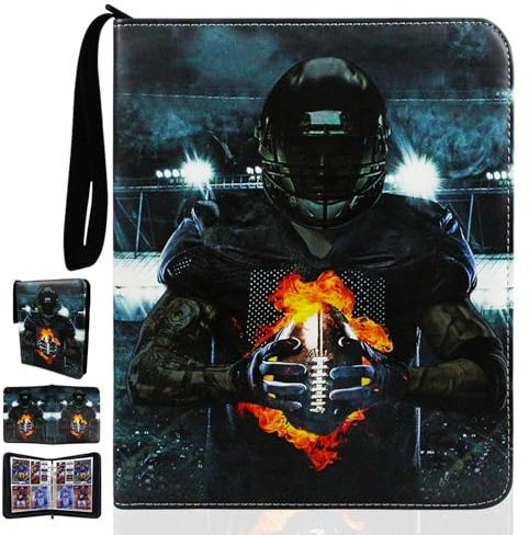 Karten-Sammelalbum, 4 Taschen, 50 Seiten, Kapazität für 400 Karten, Album für Sammelkarten,Trainer Sammelkartenalben,Zur Aufbewahrung von Sammelkarten,Brettspielkarten. (Fußball-A)