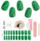 EBANKU 20PCS Gel Nail Stickers, Cat Eye Green Gel Nail Strips Long Lasting Gel Strips for Nails UV Gel Nail Stickers with Nail File & Wooden Stick for Women Manicure