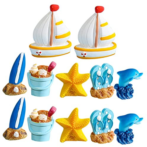 Toyvian 12st Surfbrett-Modell Hochzeitsdekorationen Am Strand Mini-fischfigur Gefälschte Zahlen Mediterrane Figuren Strand Miniatur Garten- -Statue Mini-Figur Baby Modellieren Seeboot Harz