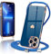 Wirvyuer Handyband Kompatibel mit iPhone 13 Pro Handyhülle Necklace Hülle mit Band zum Umhängen Kameraschutz Liebesherz Schutzhülle mit Halsband Silikon Umhängetasche für iPhone 13 Pro Blau