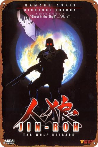 Jin-Roh: The Wolf Brigade Poster Blech-Logo Metall Stil Cafe Home Bar Garage Gartentür Wandkunst Dekor 20,3 x 30,5 cm