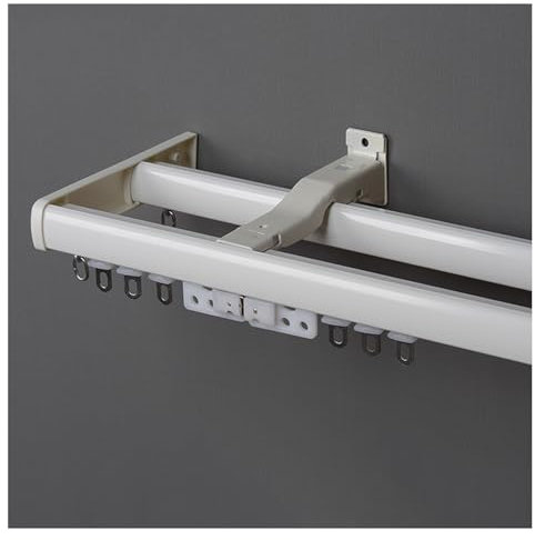 Gardinenschiene 2-läufig Vorhangschienen Schwerlast Und Beschläge Vorhangstange Wandmontage Raumteiler Schienensystem Sichtschutz Für Trennwand/Wohnzimmer ( Color : White , Size : 150cm(2*150cm) )