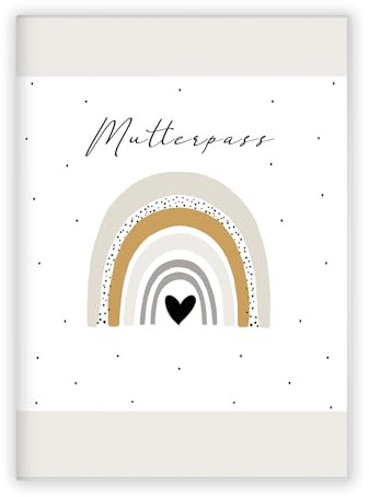 Mutterpasshülle | Schutzhülle für den deutschen Mutterpass | Geschenkidee zur Schwangerschaft (ohne Personalisierung, Regenbogen Beige)