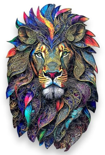 Arvidio Holzpuzzle Löwe The Prince - M - 16 x 25 cm - 100 Teile - Holzkiste - Holzpuzzle Tiere