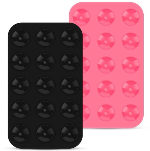 flintronic 2PCS Silicona Soporte para Teléfono con Ventosa, Doble Silicona Cara Ventosa, Multipropósito Antideslizante Autoadhesivo Soporte para Teléfono para Baño, Maquillaje, Coche, Selfie