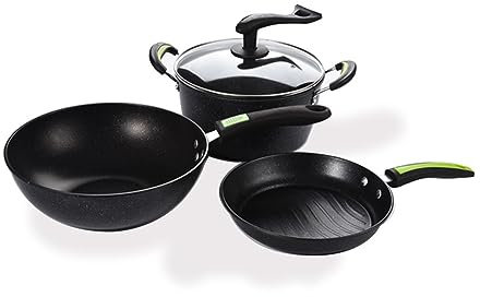 Juego de Cocina Diaria Juego de Wok de Tres Piezas Wok Sartén Olla para Sopa Cocina