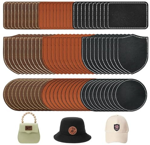 Leder-Patches für Hüte, blanko, 90 Stück, Leder-Patch, Kunstleder-Patch, Lasergravur für individuelle Hüte, Kleidung, Taschen, DIY Handwerk (90)