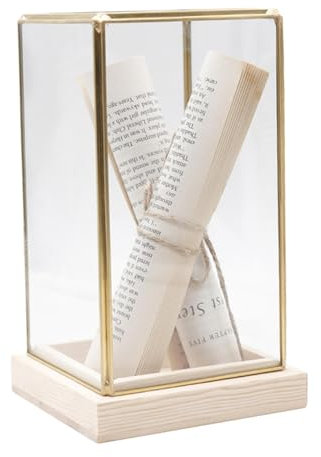 harayaa Vitrine en Verre de Collection, conteneur de décoration avec Couvercle, Base en Bois pour Petite Statue, Artisanat, Styler Un