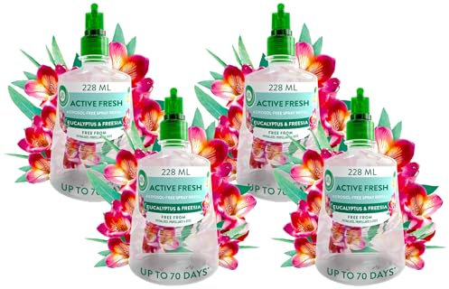 Air Wick Aerosol-Free Automatic Air Freshener Spray |Eucalyptus | Refills| 24x7 Active Fresh Odour Neutraliser | Lasts Up to 70 Days (Pack of 4)