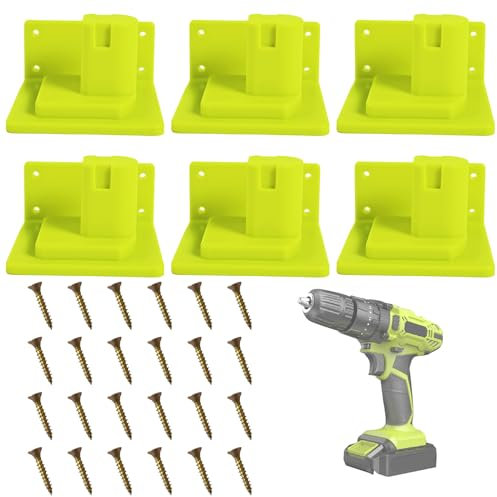 KETTKEL - Ryobi 18V Drill Tool Holder Set of 6 Wall Mount Plastic Tool Organizer with 24 Screws for Tool Storage