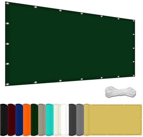 Toile d'ombrage 1.2 x 7 m en HDPE Toile d'ombrage Rectangulaire avec Le Kit de Fixation pour Jardin & terrasse, Vert Foncé