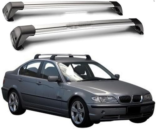 JGQFB 2 Stücke Aluminium Auto Dachträger für BMW 3 Serie E46 4 Tür Limousine 1999-2004, Fahrradträger, Abschließbar Querträger Dachgepäckablage Zubehör