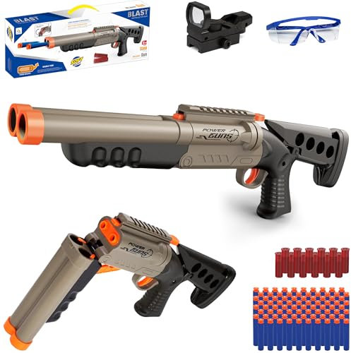 Foam Toy Gun Schießbereich Shooter Spielzeugpistolen,Doppelläufige Weich Schrotflinte mit 40-weichen Kugeln und 12-Patronen,Kinder Weihnachts Geburtstags Geschenke für Junge 8+ Jahre Alt