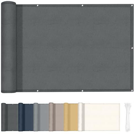 HENG FENG Brise Vue Balcon 0.8x4m,160g/㎡ PES Imperméable, Cache Balcon Protection de la Vie Privée, Anti-UV, Résistant au Vent, avec Attaches de Câble, Anthracite