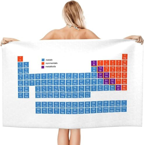 Latwerio Strandtuch Periodensystem, 3D Handtuch Periodensystem Badetücher, Absorbierendem Strandtuch Mikrofaser Weich Badetuch XXL für Camping Fitnessstudio Reise Strandhandtuch 150x200 cm s4240