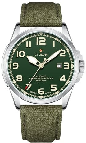 Sea Gull Reloj mecánico automático para Hombre, Relojes Militares para Hombre, Army Tactical Field Sport Pantalla Impermeable con Fecha,Reloj de Trabajo al Aire Libre, D581 (Verde)