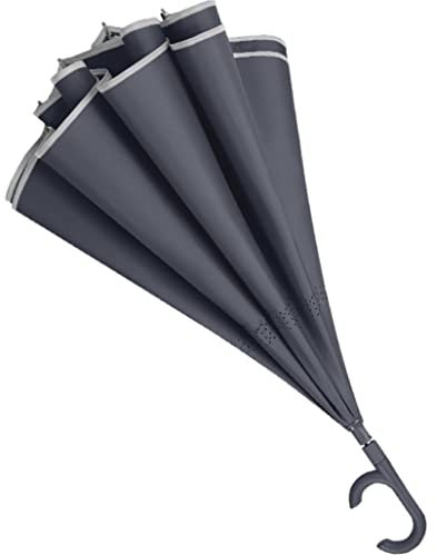 Snowflyk Regenschirme Regenschirm Reverse Regenschirm Mit Reflektor Streifen Invertiert Regenschirm Mit C-förmigen Griff Regenschirm Für