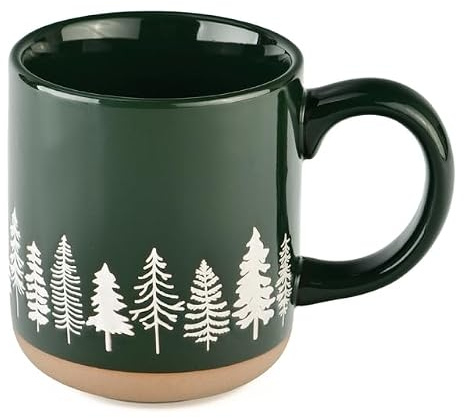 White Pine Trees Green Stoneware Mug