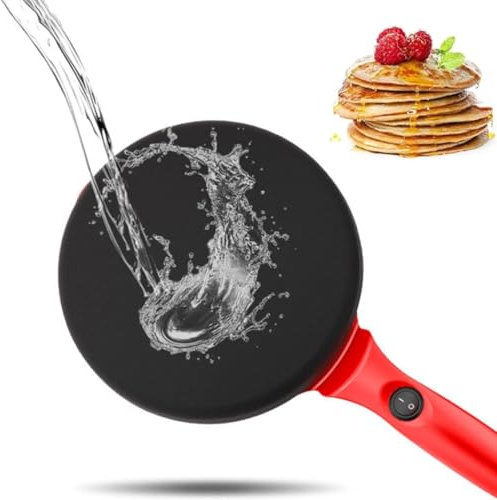Padella per pancake, Crepiera elettrica con Manico, Piastra in Alluminio con Rivestimento Antiaderente, 600 W, 20 cm di diametro | CREPEMASTER