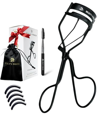 Beauty Power Wimpernzange - Crimps & Curls Lashes für perfekten, augenrahmenden Pony - Sanft & Sicher - Inklusive 2 Ersatzpad - Pinsel für Augenbrauen - Sating Reisetasche (Schwarz)