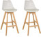 hjh LIVING Barhocker 2er Set Scandi HIGH Tresenhocker Barstuhl mit Holzbeinen, Kunststoff-Sitz mit Kunstlederbezug, Sitzhöhe 73 cm, Weiß