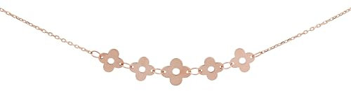 Ardeo Aurum Damen Collier Anhänger mit Kette aus 375 Gold vierblättriges Kleeblatt Vierklee 4,70 cm breit Halskette 42 cm + 3 cm Roségold