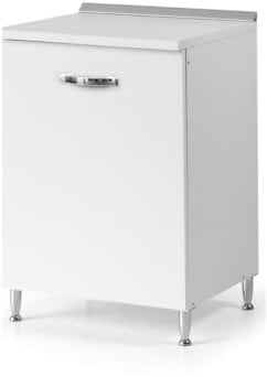 Linea Azzurra Base 60 Mobili Cucina Componibile con 1 Anta e 2 Ripiani in Legno Made in Italy H85xL60xP50 cm Elegante Funzionale Facile da Montare (Bianco Frassinato)