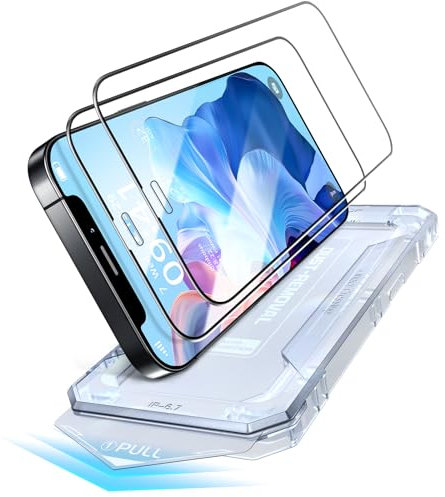 PuyaTeya Unbreak Top 9H+ Glass for iPhone 12 pro MAX Screen Protector 12FT Military Armor Shatterproof + Longest Durable, 1:1 Full-Coverage Tempered Glass, Auto-Align Fit Bubble-free, 2-Pack