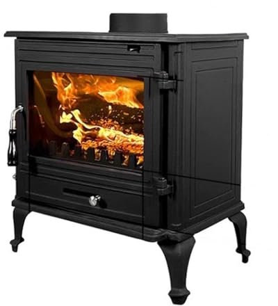 ruyi-1986 Poêle à Bois d'intérieur, poêle à Bois autoportant Robuste, cheminée en Fonte épaisse Noire avec système de Combustion secondaire, Surface de Chauffage de 600 à 800 Pieds carrés