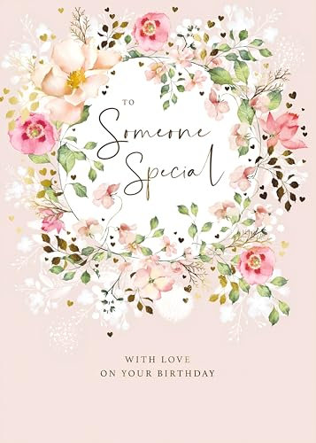 GBCC Geburtstagskarte für Frauen mit Blumenkranz-Design und Folien-Finish, Geburtstagskarte für Frauen