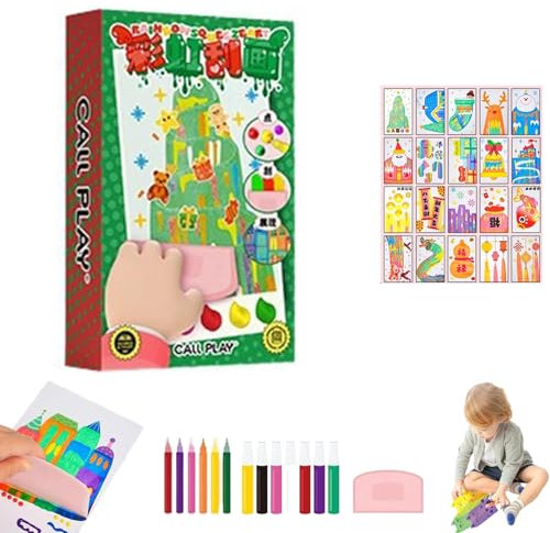 XIBHDN Abstract Dot Painting, Rainbow Pointillism Scratch, scratch art rainbow mini notes, DIY Rainbow Scratch Art,Squeegee Art Kids Paint Kit,DIY Postcard Novelty Gifts (Festival)