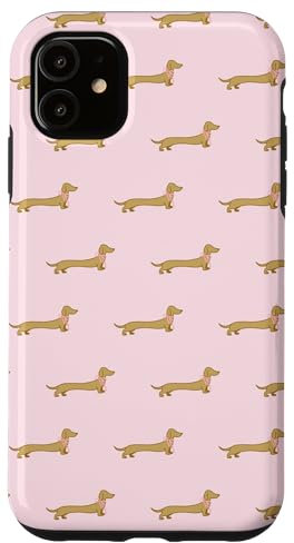 Gold Dachshund Coquette Pink Bow Wiener Dog Doxie Sausage Case for iPhone 11