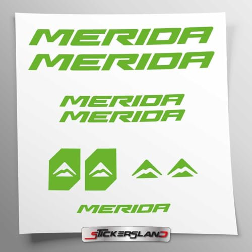 Stickersland® Aufkleber-Set kompatibel mit Rahmen Merida New MTB Mountainbike und Helm | Decals Aufkleber für Fahrrad Schriftzug Logos | Stickersland® (grün glänzend)