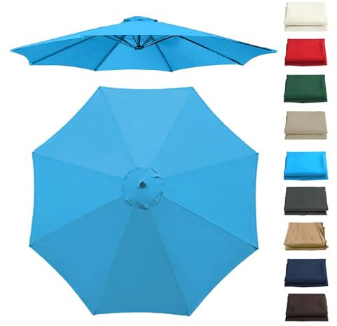 GZDXBF Auvent De Remplacement pour Parasol 6 Baleines/8 Baleines, Toile De Parasol Déporté, Housse De Rechange pour Parasol D'extérieur, Polyester Anti UV 50+(Lake Blue,8 RIBS/350CM(11.5FT))