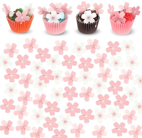 Tucnoeu 90 Stück Essbare Blumen Cupcake Toppers Rosa Tortendeko Blumen Essbare Blumen für Torte Geeignet für Hochzeit Geburtstag Party Babyparty