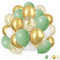 ZYOOO Luftballons Grün Gold Weiß, 12 Zoll/30.5 cm Naturtöne & Metallic Latex Ballons mit Konfetti, Partyballon für Hochzeit, Boho, Baby Shower, Bridal Shower, Geburtstag Deko - 50 Stück