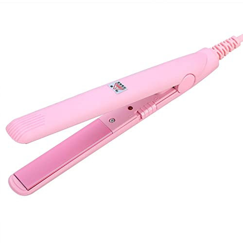 Flat Iron，2 in 1 Hair Straightener,Mini Curling Iron，Professional Heat Resistant Mat for Flat Iron and Curling Iron for Hair Styling Tools (Pink)