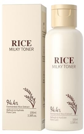 Reis Gesichtspflege Skincare Set 4pcs, Rice Pflegeset Damen Skin Care Glättet die Haut, Beauty Set Frauen Tiefe Feuchtigkeit, Beruhigende Pflegeset Damen mit Reiniger, Rice Toner, Face Cream, Serum