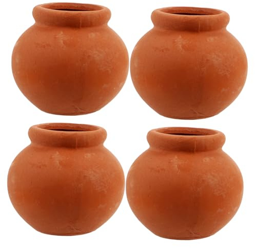 Gogogmee 4PCS Mini Ceramic Flower Pots for Dollhouse Crafts Micro Scale Terracotta Planters for DIY Dollhouse Accessories Collectible Miniature Plant Containers for Creative Play and