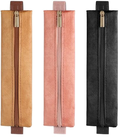 3PCS Elastic Pen Holder for Notebook, Adjustable Elastic Band Pen Holder, Slim Pens & Pencils Bag with Adjustable Elastic-Band, Leather Pen-Sleeve Pouch for Tablet, Makeup, Planners, Binders, Books