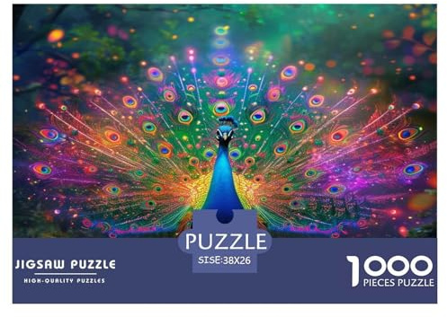 Puzzles Peacock 1000 Pieces Challenge Game for Adults,Fantasy Color Impossible Jigsaw Puzzles 1000 Pieces Educational Game 38x26cm/1000pcs