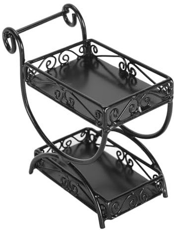 OVAQUIXI Dollhouse Miniature Flower Cart Detailed Craftsmanship Metal Garden Decoration Cart for Dollhouse Display (Black)