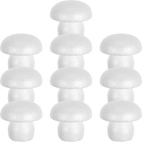 TOYANDONA 10 handgefertigte weiße Schaumstoffpilze 8 cm – unbemalte DIY Bastelrohlinge für Hochzeits-, Tisch- und Gartendekoration