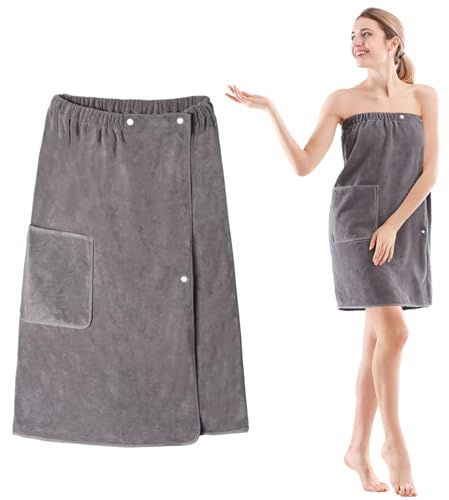 YPLANGENT Toalla De Sauna Para Mujer Con Bolsillos, De Secado Rápido, De Forro Polar Coral, Vestido De Sauna, Bata De Sauna, 80 X 150 Cm