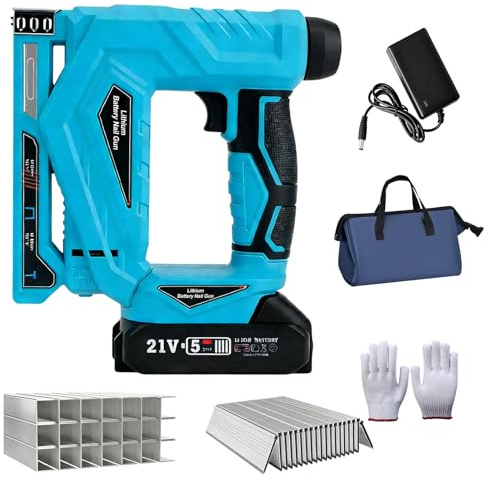 18GA Cordless Nail Gun for Makita 18V,Electric Brad Nailer Battery&Charger | 3/8” Cordless Nail Gun Staple Gun,2 in 1 Brushless Electric Stapler with 1k Nails & 1k Staples,Single/Contact Firing