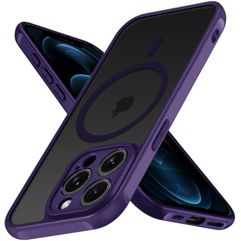iVoler Cover Magnetica per iPhone 12 Pro Max 6.7 pollici, [Compatibile con MagSafe] [Protezione Antiurto di Grado Militare] Custodia Anti-graffi Traslucida Opaca Posteriore Sottile Case, Viola scuro