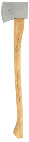 Helko Werk Tasmanische Fällaxt 1800g 80 cm C50 Hickorystiel Holzsport | Hochglanzpolierter Axtkopf mit breiter Schneide für Weich und Hartholz mit Lederschutz Made in Germany