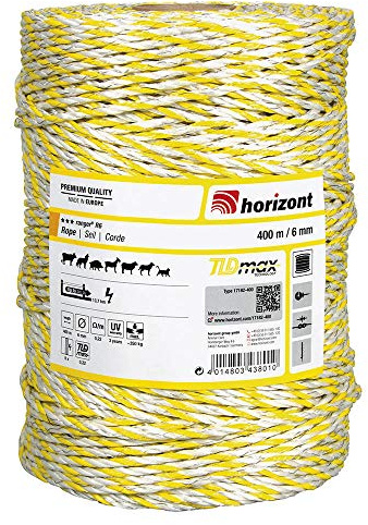 horizont Weidezaunseil ranger R6, 400 m lang, 6 mm breit, 250 kg Bruchlast, für kurze bis mittlere Zäune, Weidezaunseil für Pferde Litze, Elektrozaun für Pferde, Farming Weidezaun
